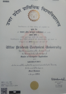 MCA Certificate - krishan